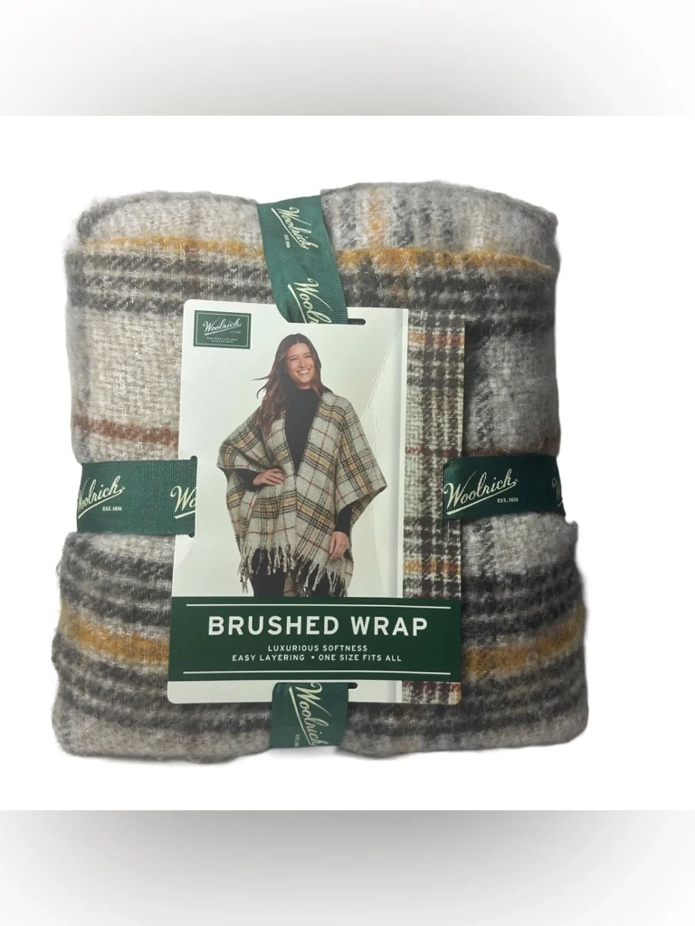 Woolrich Brushed Wrap Green Label One Size Yellow ( Beige Brown Rust Mustard )